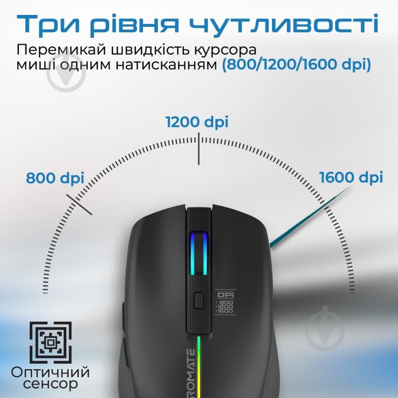 Мышь Promate Kitt Wireless black (kitt.black) - фото 3