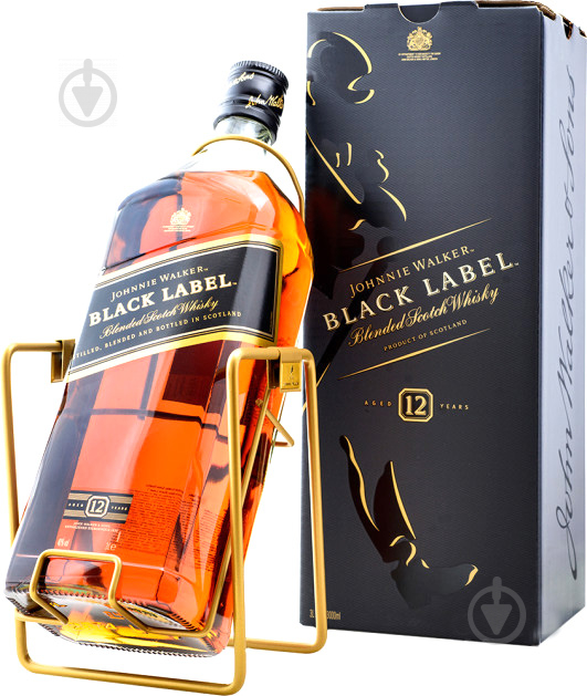 Віскі Johnnie Walker Black label 12 років витримки в подарунковій упаковці 3 л - фото 2