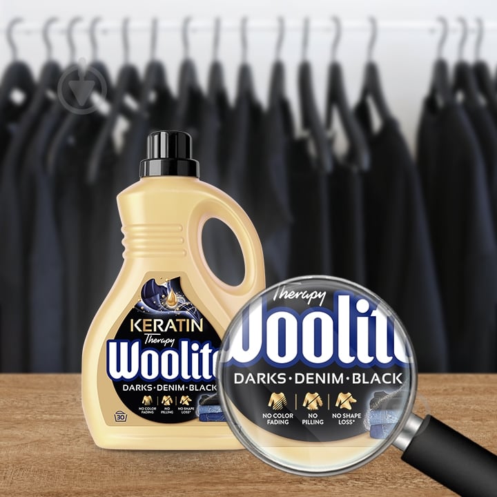 Гель для машинного та ручного прання Woolite для чорних та джинсових тканин з кератином 1,8 л - фото 5