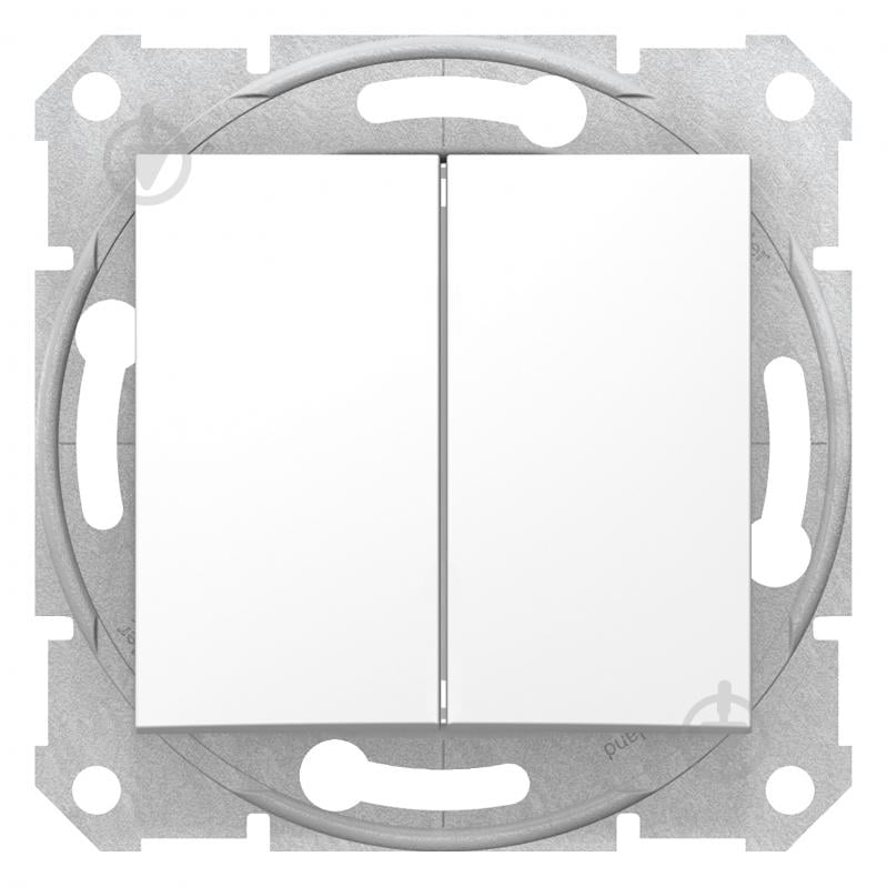 Переключатель проходной двухклавишный Schneider Electric Sedna SDN0600121 без подсветки белый SDN0600121 - фото 1