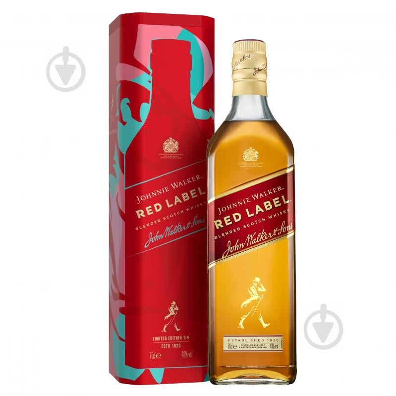 Віскі Johnnie Walker Red label 4 року витримки в металевій упаковці 0,7 л - фото 1