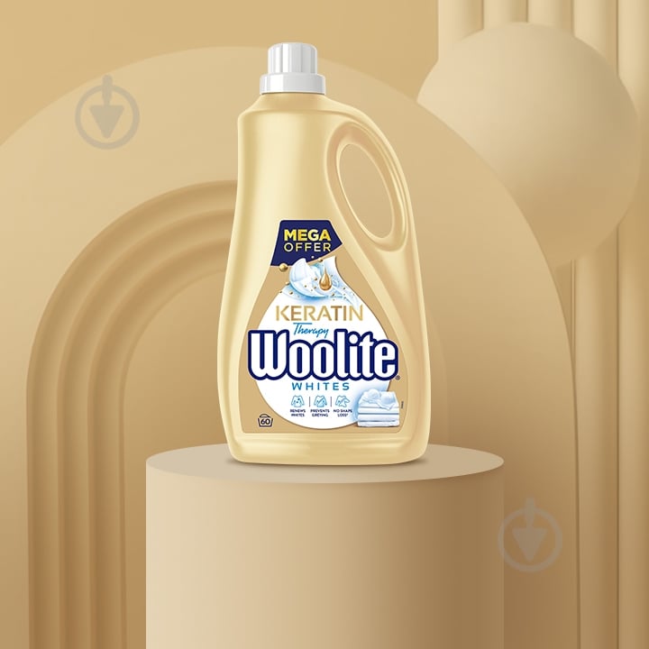 Гель для машинной и ручной стирки Woolite для светлых и белых тканей с кератином 3,6 л - фото 3