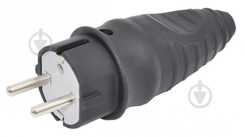 Вилка електрична Neomax NX2000 із заземленням 250В 16А IP20 каучук чорний - фото 1