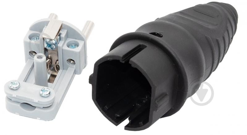 Вилка електрична Neomax NX2000 із заземленням 250В 16А IP20 каучук чорний - фото 2