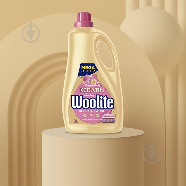Гель для машинного та ручного прання Woolite для вовни та делікатних тканин з кератином 3,6 л - фото 3 Гель для машинного та ручного прання Woolite для вовни та делікатних тканин з кератином 3,6 л - фото 3