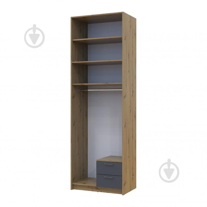 Шафа для одягу Doros Ронді з високою антресолею 2ДСП 2600х820х520 мм дуб артізан / графіт - фото 3 Шафа для одягу Doros Ронді з високою антресолею 2ДСП 2600х820х520 мм дуб артізан / графіт - фото 3