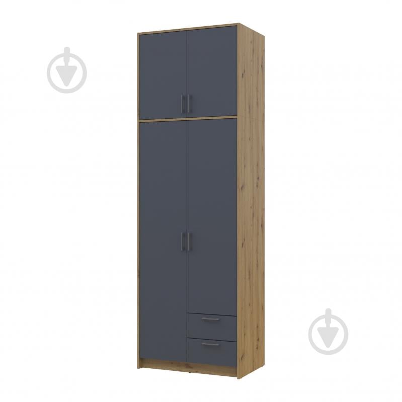 Шафа для одягу Doros Ронді з високою антресолею 2ДСП 2600х820х520 мм дуб артізан / графіт - фото 1 Шафа для одягу Doros Ронді з високою антресолею 2ДСП 2600х820х520 мм дуб артізан / графіт - фото 1