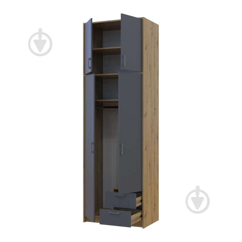 Шафа для одягу Doros Ронді з високою антресолею 2ДСП 2600х820х520 мм дуб артізан / графіт - фото 2 Шафа для одягу Doros Ронді з високою антресолею 2ДСП 2600х820х520 мм дуб артізан / графіт - фото 2