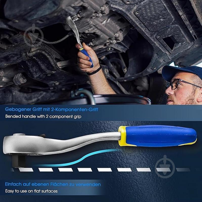 Тріскачка 1/2" 260 мм з реверсом CrV 45 зубців S&R 465145012 - фото 7