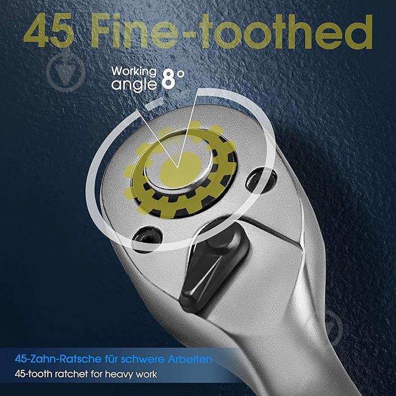 Тріскачка 1/2" 260 мм з реверсом CrV 45 зубців S&R 465145012 - фото 3