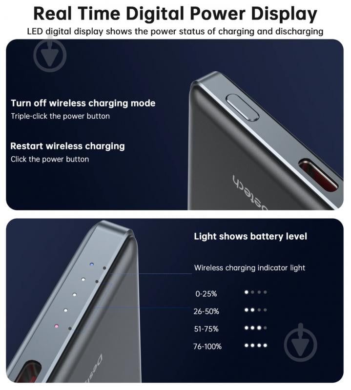 Повербанк Choetech 5000 mAh black (B738-CCBK) - фото 5