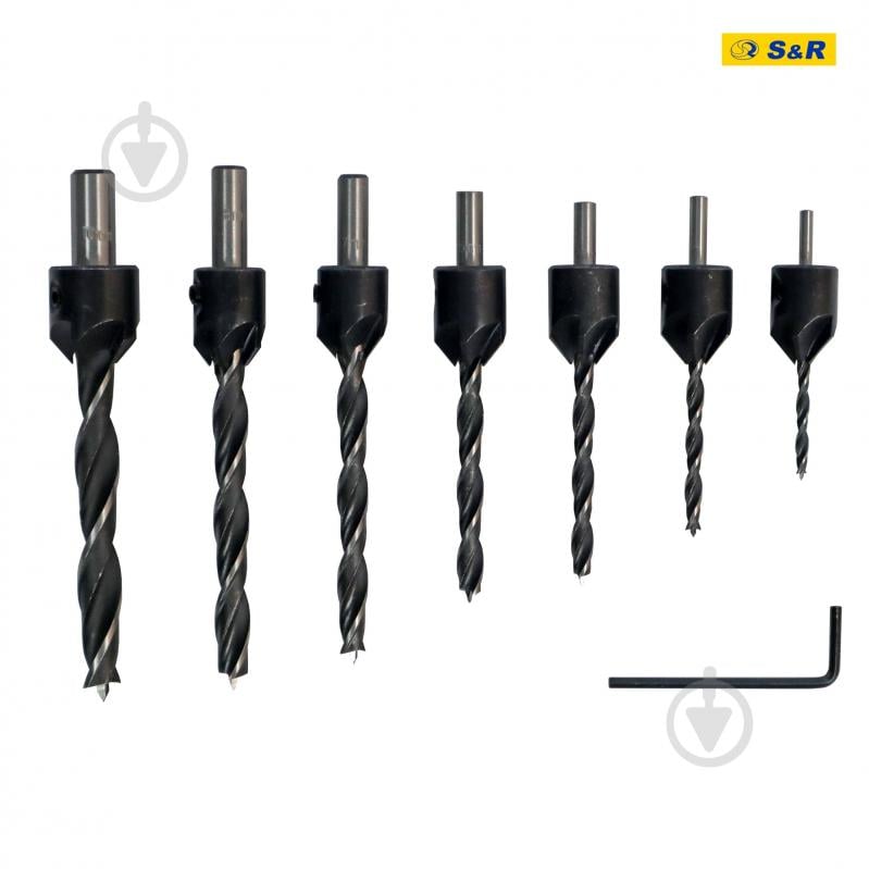 Набір свердел по дереву S&R Meister із зенкером 3-10 мм 7 шт. 216900007 - фото 2 Набір свердел по дереву S&R Meister із зенкером 3-10 мм 7 шт. 216900007 - фото 2