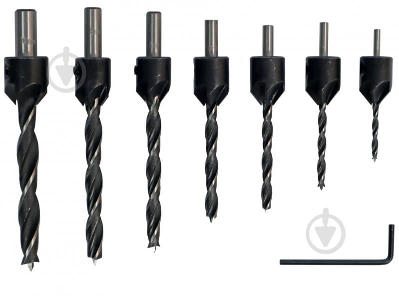 Набір свердел по дереву S&R Meister із зенкером 3-10 мм 7 шт. 216900007 - фото 1 Набір свердел по дереву S&R Meister із зенкером 3-10 мм 7 шт. 216900007 - фото 1