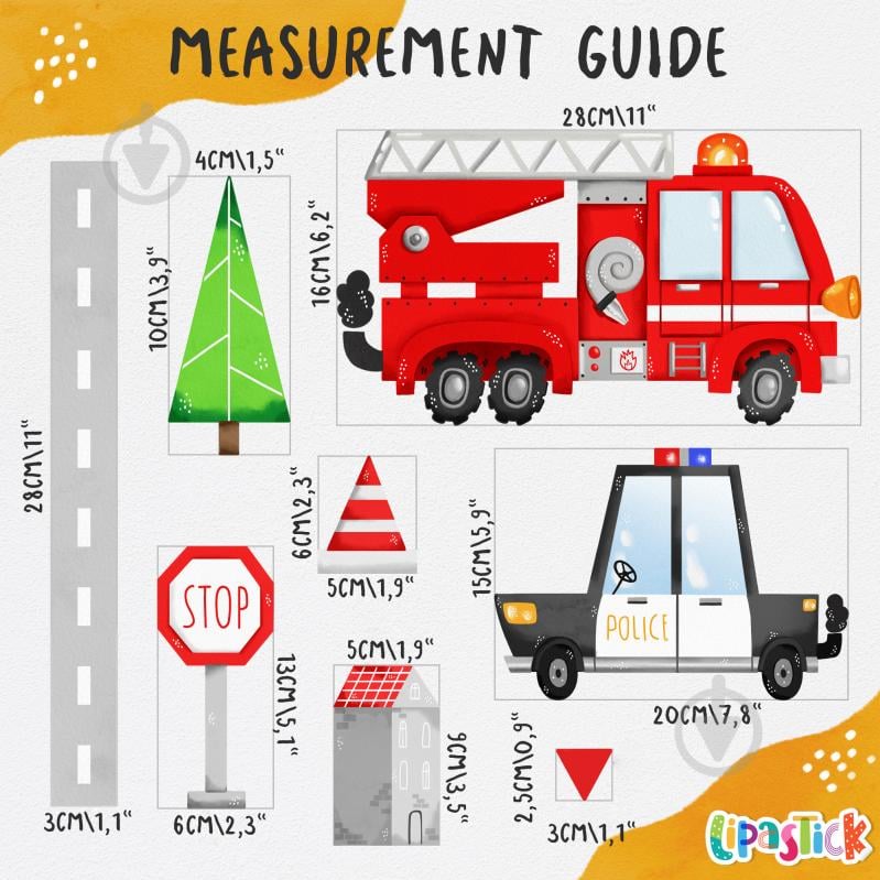 Декоративна наліпка Lipastick Машинки та техніка 120x40 см - фото 4