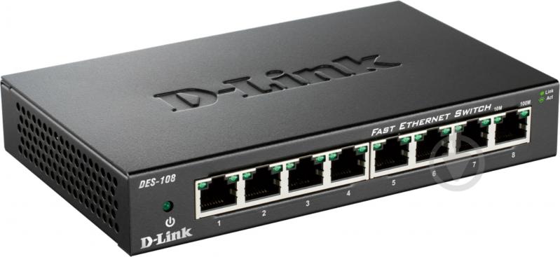 Коммутатор D-Link DES-108/E неуправляемый металл - фото 2 Коммутатор D-Link DES-108/E неуправляемый металл - фото 2