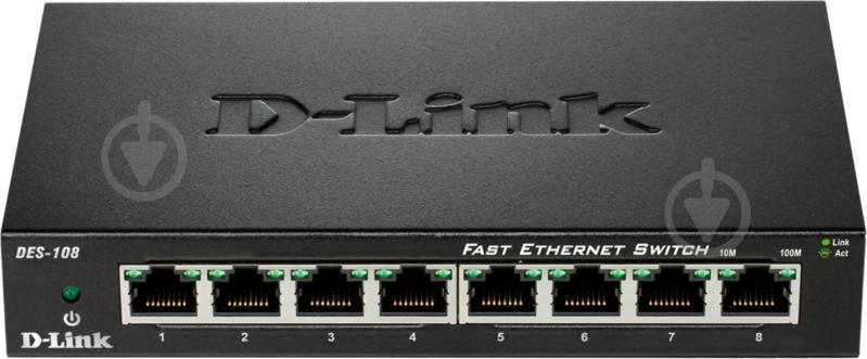 Коммутатор D-Link DES-108/E неуправляемый металл - фото 1 Коммутатор D-Link DES-108/E неуправляемый металл - фото 1