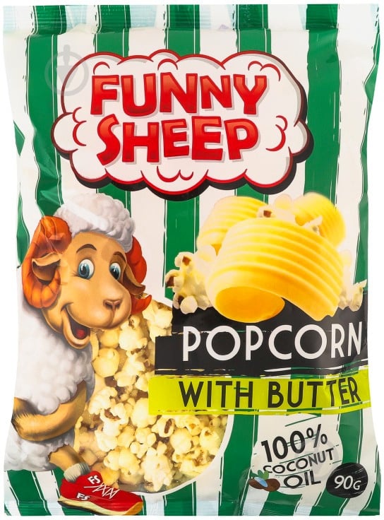 ᐉ Попкорн Funny Sheep солоний з ароматом вершкового масла 90 г