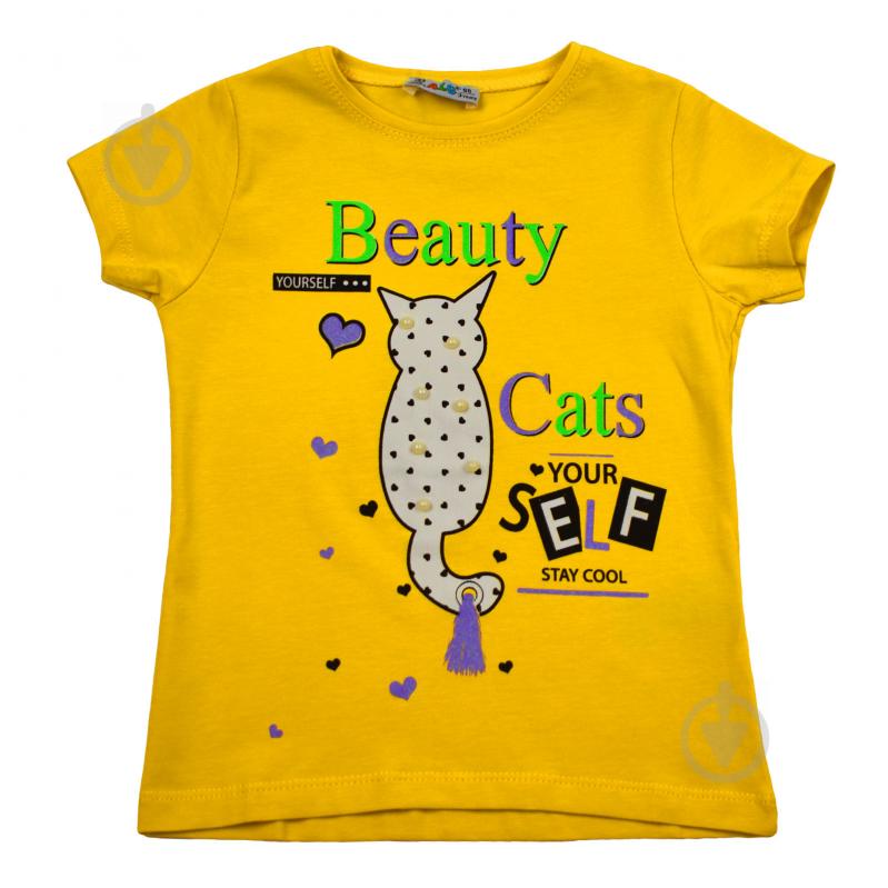 Футболка для дівчинки ALG Beauty Cats 620653 р.98 жовтий - фото 1