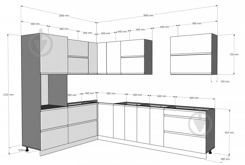 Кухня Світ Меблів Влада МДФ 3×2м білий шовк/графіт - фото 5