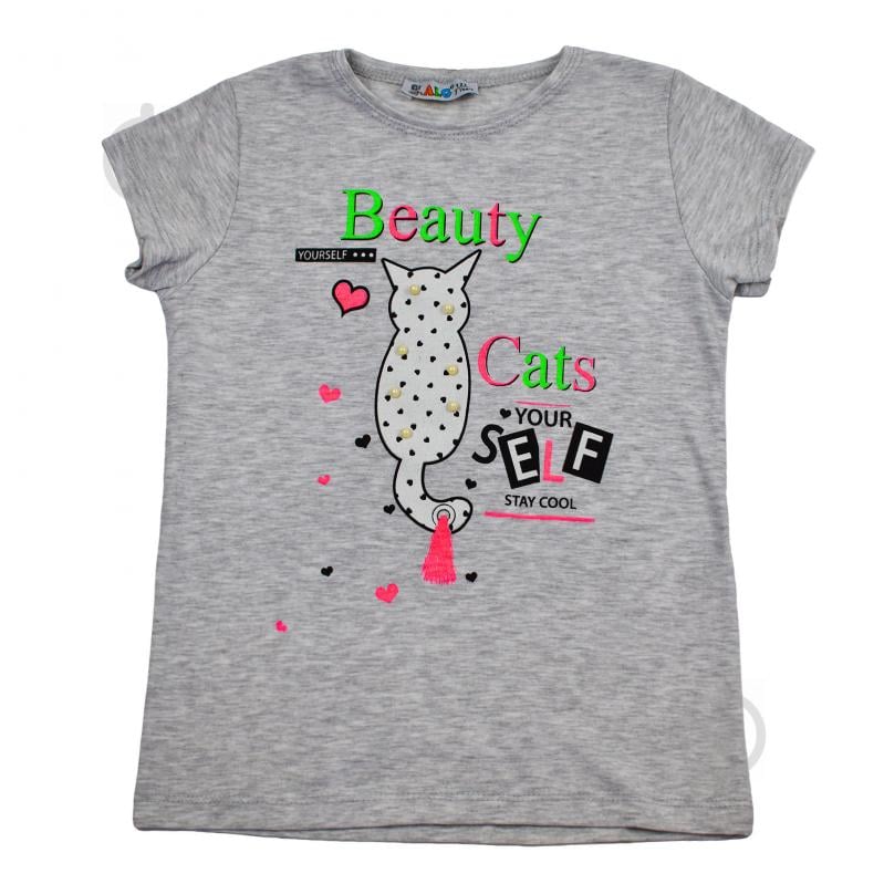 Футболка для девочки ALG Beauty Cats 620653 р.104 серый - фото 1