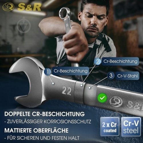 Набір ключів комбінованих S&R 6-22 мм 15 шт. 670700015 - фото 6