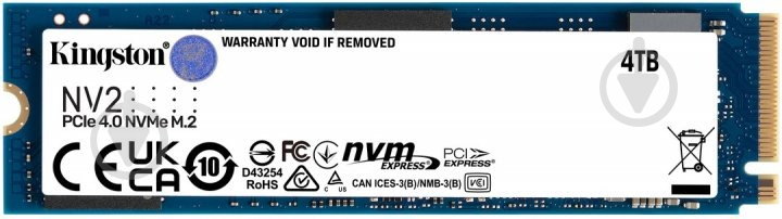 SSD-накопитель Kingston 4000GB M.2 PCI Express 4.0 x4 3D TLC (SNV2S/4000G) - фото 1