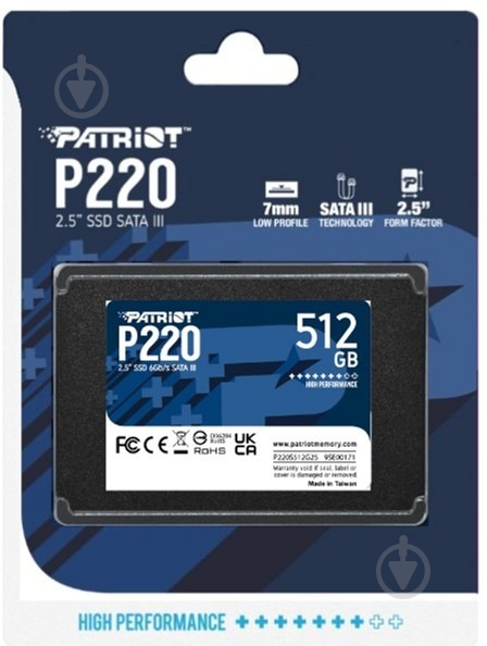 SSD-накопитель Patriot P220 512GB 2,5" SATA III TLC (P220S512G25) - фото 4