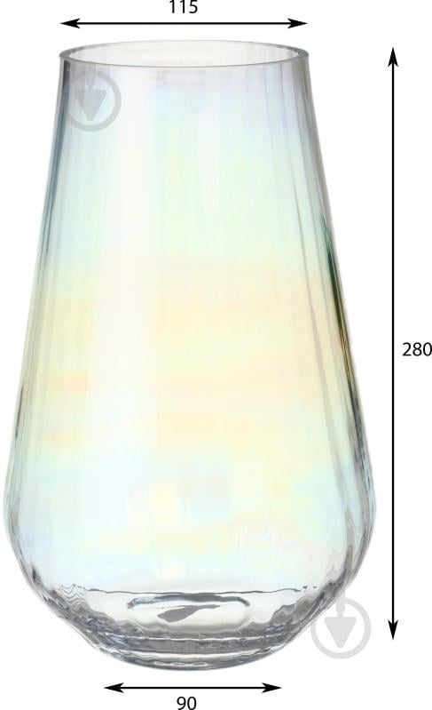 Ваза скляна Wrzesniak Glassworks Luster Optic 27 см перламутрова 17-9524C - фото 2