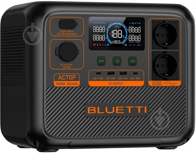 Зарядна станція BLUETTI AC70P 1000W (864 Вт·год) - фото 1 Зарядна станція BLUETTI AC70P 1000W (864 Вт·год) - фото 1