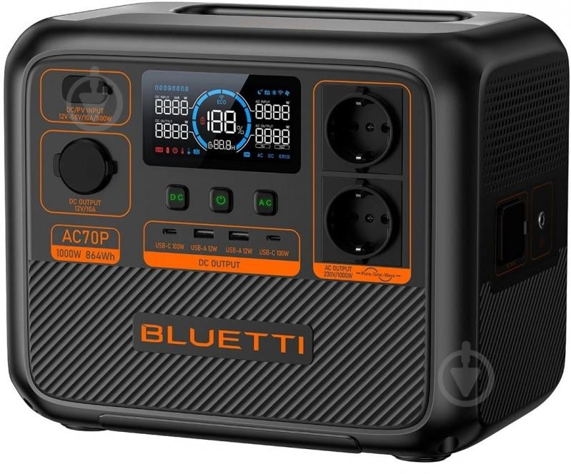 Зарядна станція BLUETTI AC70P 1000W (864 Вт·год) - фото 3 Зарядна станція BLUETTI AC70P 1000W (864 Вт·год) - фото 3