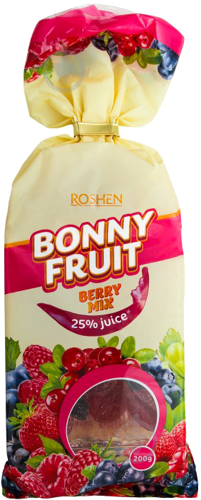 Цукерки Roshen желейні Bonny-Fruit ягідний мікс ВКФ 200 г (4823077624261) - фото 1