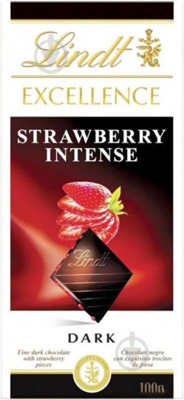 Шоколад LINDT Excellence Dark Strawberry со вкусом клубники 100 г - фото 1