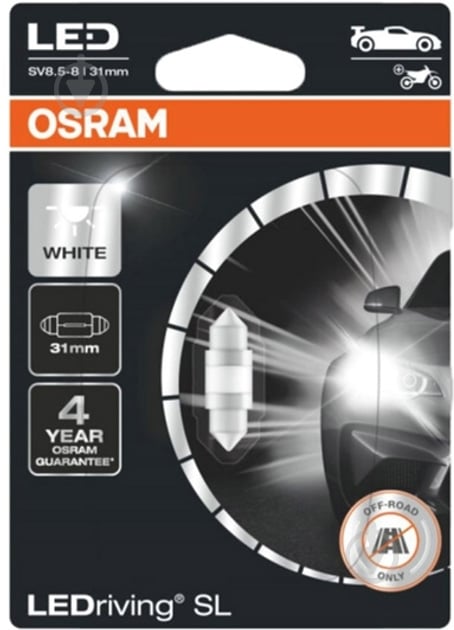 Автолампа ксеноновая Osram LEDriving SL C10W 1 Вт шт. (OS 6438 DWP-01B) - фото 1