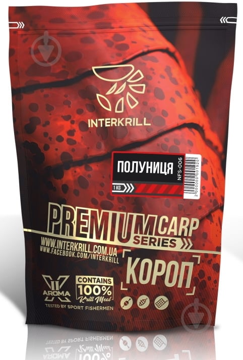 Прикормка INTERKRILL Premium Series короп/ полуниця 1000 г - фото 1
