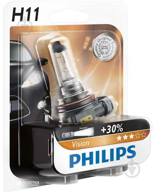 Автолампа галогенна Philips PGJ19-2 Vision +30% H11 55 Вт 1 шт.(PS12362PRB1) - фото 5