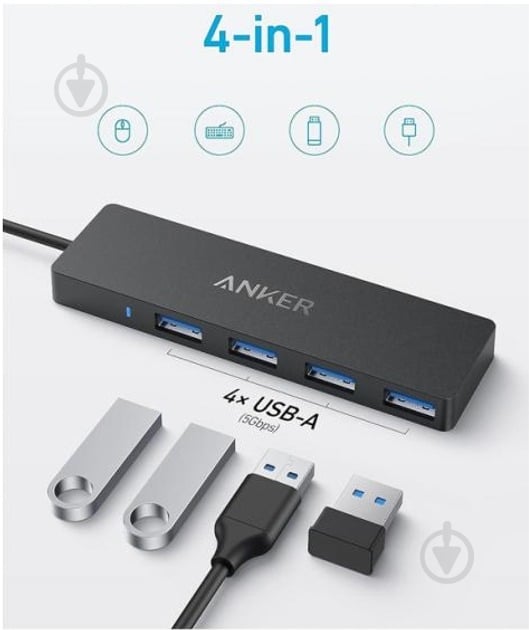 USB-хаб Anker PowerExpand Direct 4in1 чорний (A8309G11) - фото 2