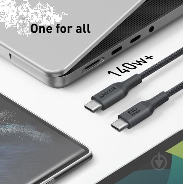 Кабель Anker 544 USB-C to USB-C 140W 0,9 м чорний (A80F5H11) - фото 4