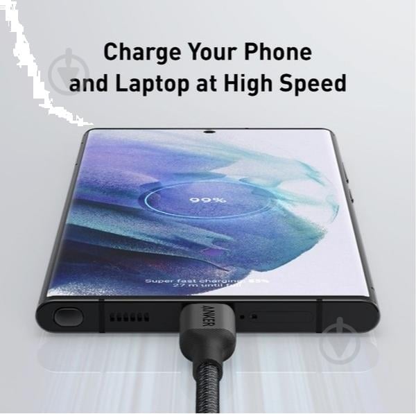 Кабель Anker 544 USB-C to USB-C 140W 0,9 м чорний (A80F5H11) - фото 3