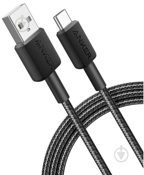 Кабель Anker 322 USB-A to USB-C 1,8 м чорний (A81H6G11) - фото 1