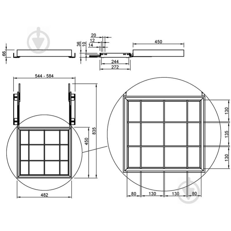 Корзина Muller центральная с организацией 544-584 мм 62816 Onyx черный - фото 6