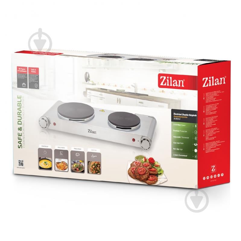 УЦЕНКА! Плита электрическая настольная Zilan ZLN0542 2250W 2 конфорки Silver (УЦ №2415) - фото 3