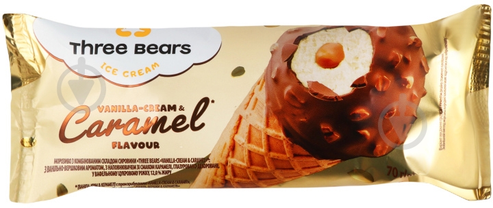 Мороженое Три Ведмеді Vanilla-Cream & Caramel 70 г - фото 1 Мороженое Три Ведмеді Vanilla-Cream & Caramel 70 г - фото 1