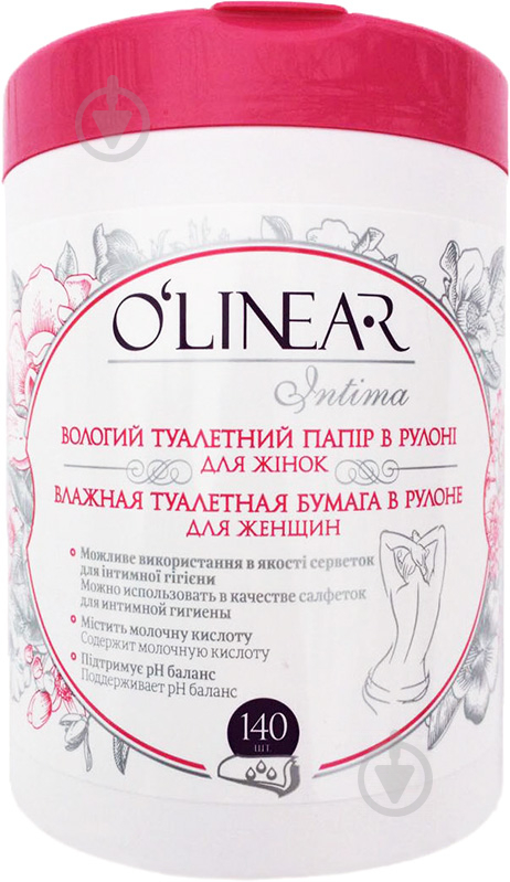 Туалетний папір вологий O'Linear для жінок 140 лист./рулон 1 шт. - фото 1