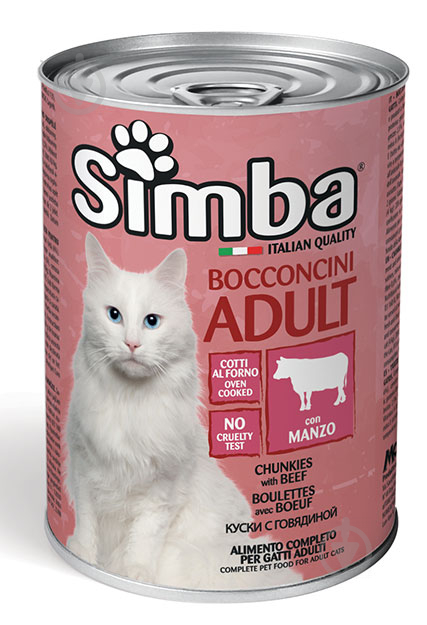 Консерва для дорослих котів SIMBA. Adult з яловичиною 415 г - фото 1