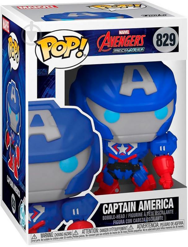 Фигурка Funko POP! Bobble Marvel Avengers Mech Strike Captain America (GW) (Exc) 55633 (FUN25491049) - фото 2