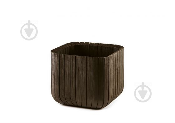 Горшок пластиковый Cube Planter M квадратный 21,5 л коричневый - фото 1