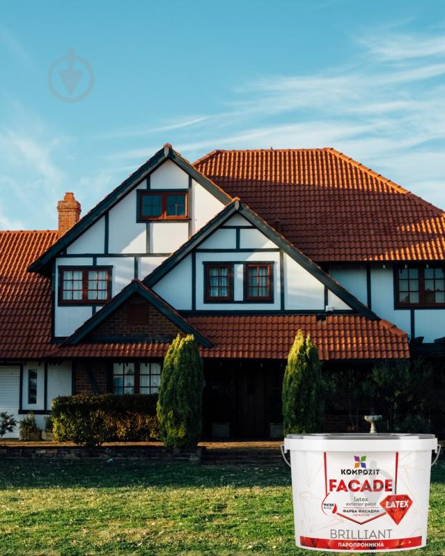 Фарба акрилова водоемульсійна Kompozit FASAD Latex мат білий 4,7 л 7 кг - фото 3 Фарба акрилова водоемульсійна Kompozit FASAD Latex мат білий 4,7 л 7 кг - фото 3