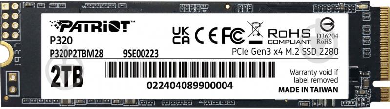 SSD-накопичувач Patriot P320 2048GB M.2 PCI Express 3.0 x4 TLC (P320P2TBM28) - фото 1