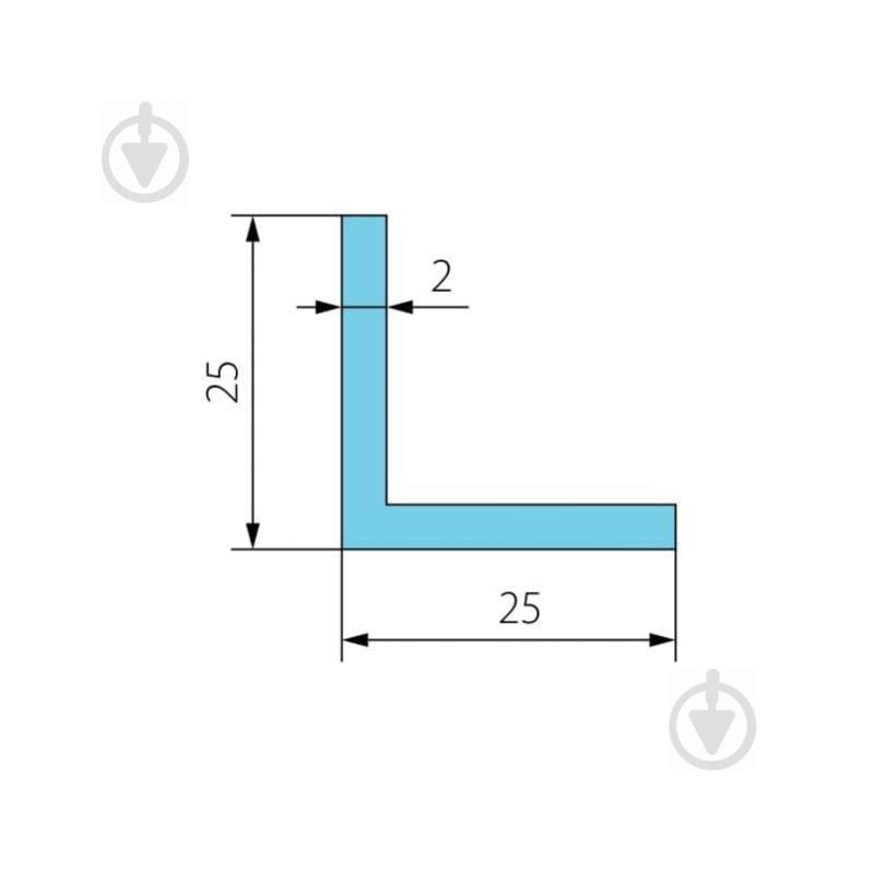 Уголок алюминиевый Braz Line 25x25x2 мм без покрытия - фото 2
