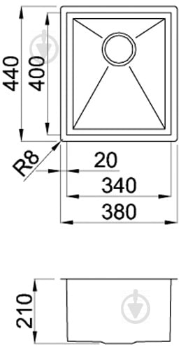 Мойка Square 340 under top - фото 2